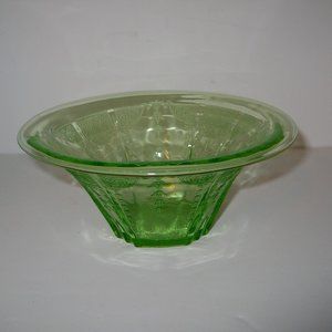 Antique Princess Green Uranium Depression Glass Hat Shaped Bowl 9"x4" Gorgeous!!